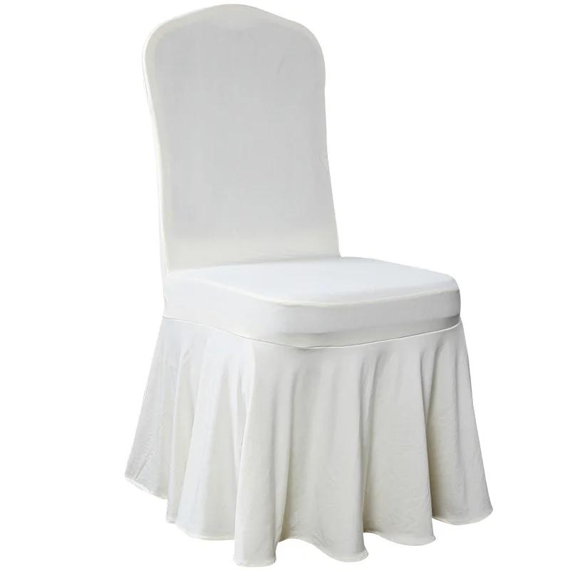 Solid Color Wedding Chair Cover Party Decoration Spandex With Skirt Pleated Use Elastic Stretch Dining Luxury Birthday Banquet