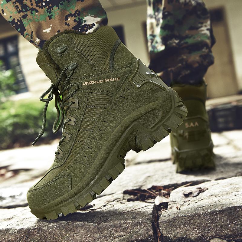 Hiking Shoes Men Boots Mid-top Outdoor Lace-up Anti-slip Combat Boots Wear-resistant Casual Durable Sports Shoes Men