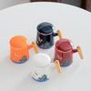 Auspicious Cloud & Crane Ceramic Tea Infuser Mug