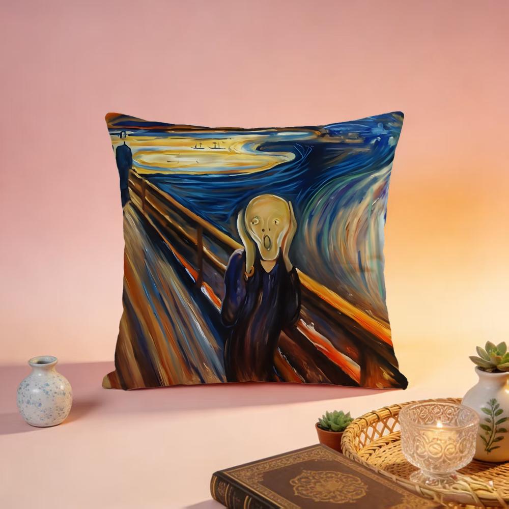 Trending EEdvard Munchied Cushion Cover Premium SkinFriendly Pillow Case MultiPurpose for Home Office Travel