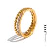 Delicate Cubic Zirconia Double Round Chain Golden Ring for Women Waterproof Daily Cheap Jewelry Bijoux 2024