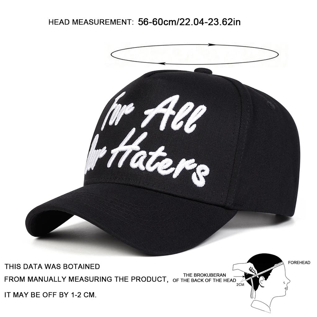 Baseball Stitching Embroidered Haters Our All For Neutral Gender Women Men Caps Spring Autumn Outdoor Adjustable Casual Hats Sunscreen Hat Sports