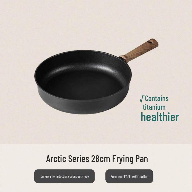 Lightweight Non-Stick Titanium Wok for Induction Cookers - Ideal for Frying Steak & Eggs