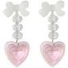 Розовые Стильные Серьги-Сердечки Модные Длинные Сплав Покрытый Геометрические Висячие Украшения Женские Для