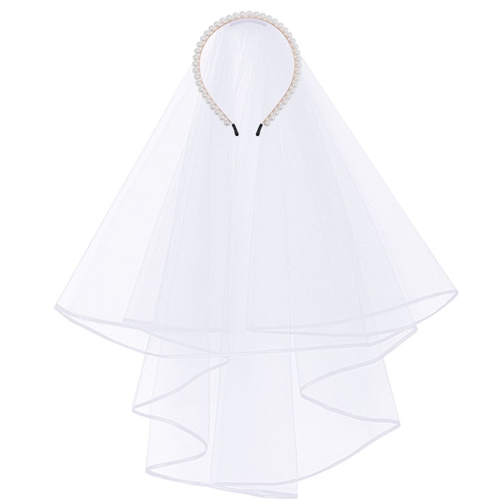 Элегантный свадебный головной убор Повязка на голову с жемчугом по краю Премиум Свадебная фата Помолвка