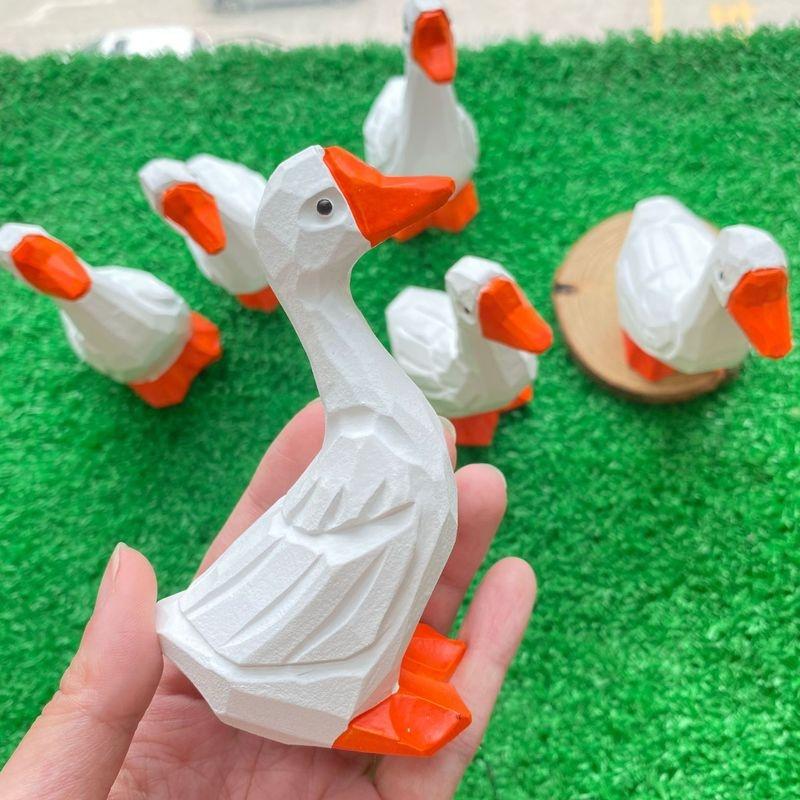 Ping An Cute Joy Duck White Goose Украшение Креативный подарок на день рождения Украшение для дома Фотореквизит Гостиная Настольный небольшой орнамент