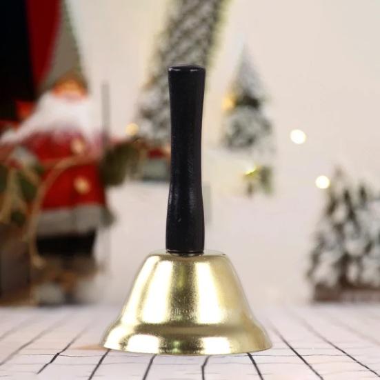 Рождественский колокольчик с деревянной ручкой Jingle Bells Clear Tone Handbell для Санта-Клауса