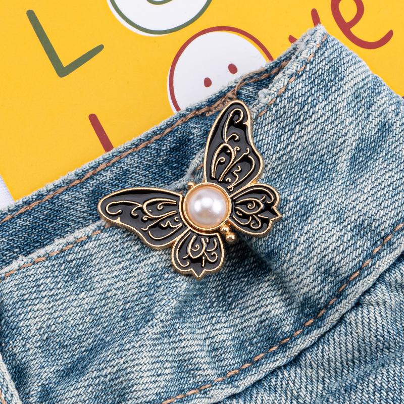 1 Pair Butterfly Waist Buckle For Women Skirt Jeans Adjustable Waist Clip Waist-Narrowing Buttons Metal Pins Clothing Accessories