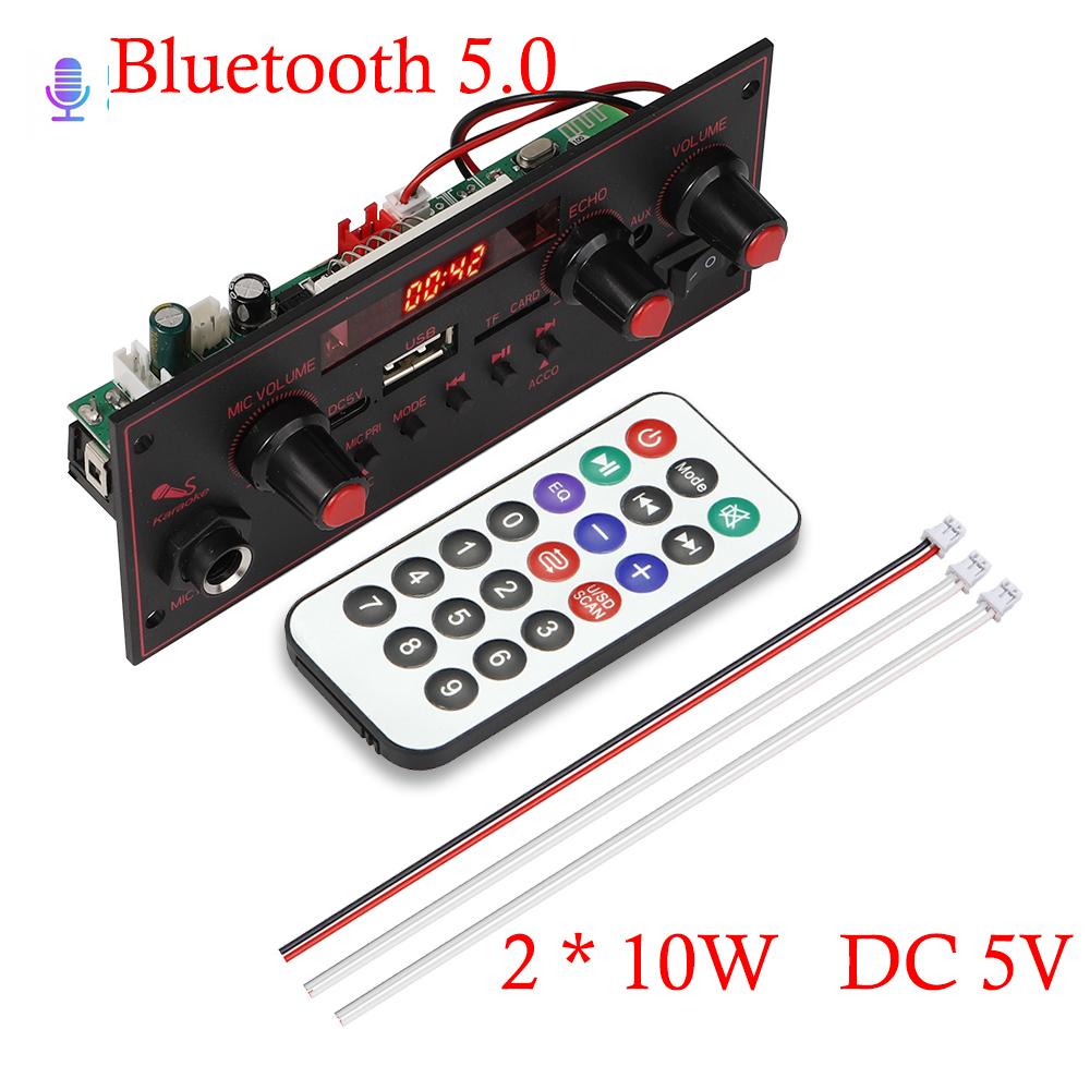 Плата декодирования Bluetooth версии 5.0 JQ-D137BT Power 2 * 10 Вт DC 5 В с микрофоном Автомобильный FM-радио USB TF музыкальный плеер динамик