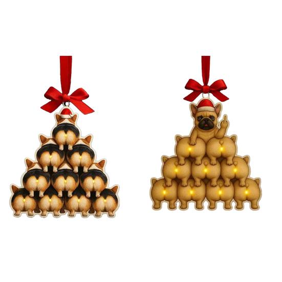 1/2/3/4 шт. Рождественское акриловое украшение в виде бульдога, подвеска, зеркало заднего вида автомобиля, рождественская елка