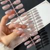 30 Готовых Накладных Ногтей Разных Размеров, Французский Блаш Кошачий Глаз Градиент, Полуфабрикаты & Съемные