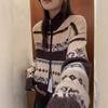 Korean Style Fair Isle Knit Wool Cardigan - Autumn/Winter Loose Fit Versatile Women's Top