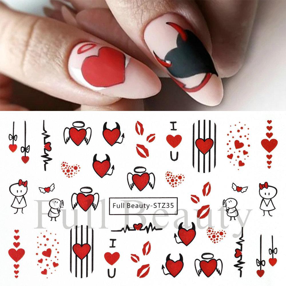 Nail Art Stickers Ins Valentine's Day Romantic Bear Love Letter Love Tree Watermark Sticker
