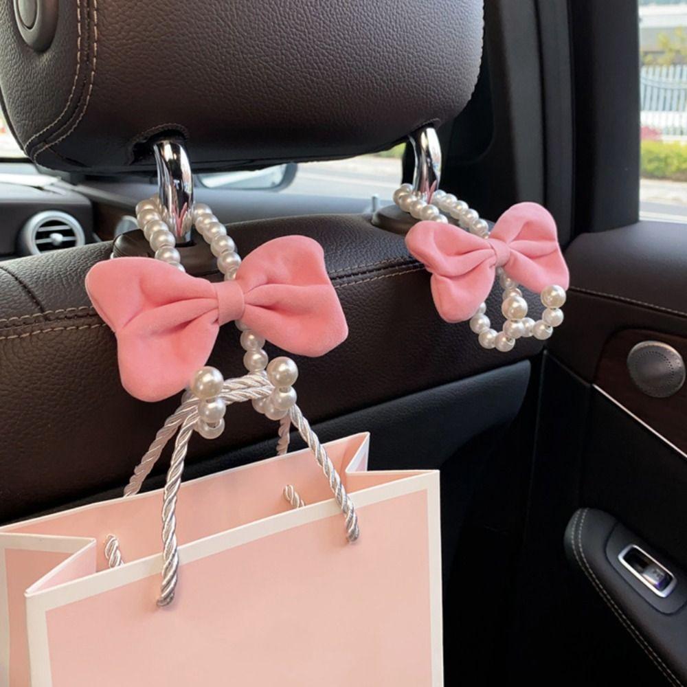 Elegant Bow Car Hook Bowknot Adorable Bow Knot Car Hook Pearl Car Organizer Clip Car Styling