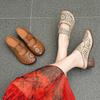 Slippers New Women's Shoes Retro Sandals Women's Summer Thick Heel Soft Sole Hollowed Cowhide Sandals Hole Shoes