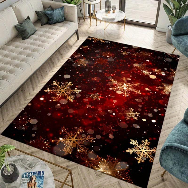 Winter Wonderland Carpet Black Background Snowflakes Bedroom Bay Window Ins Style Decoration Light Luxury Art Rug