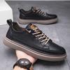 Casual Shoes Men Leather Shoes Soft Flat Business Man Footwear Autumn Winter Elastic Band Brand Sneakers