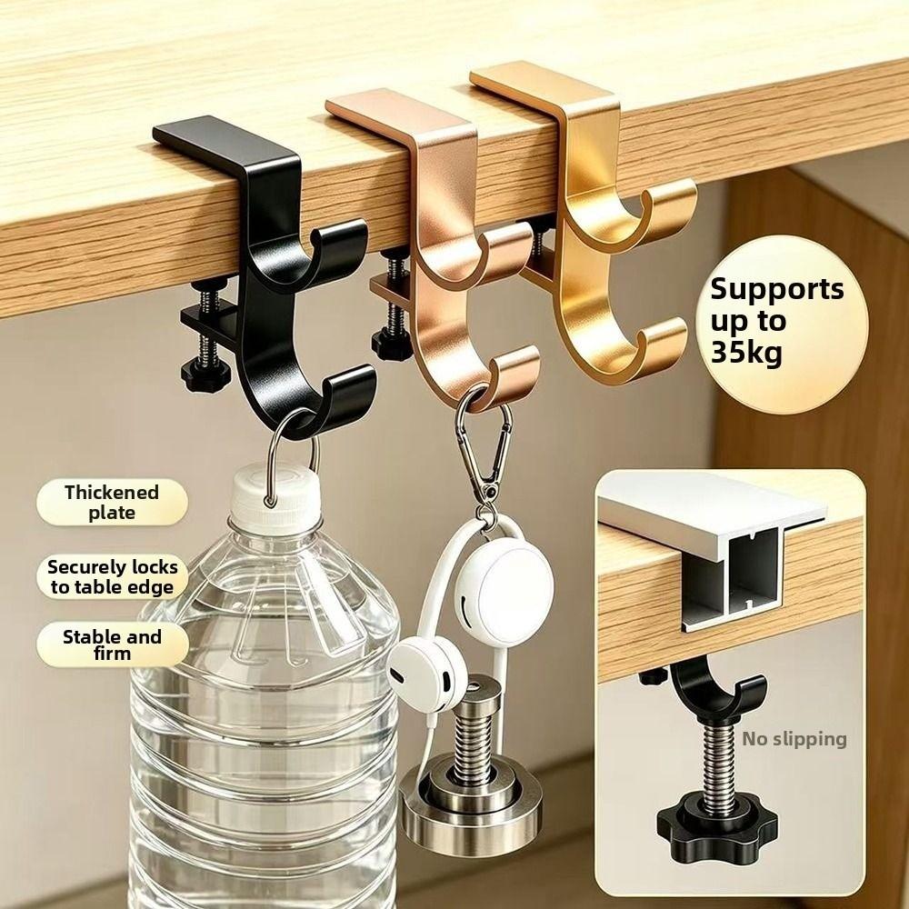 Adjustable Desk Edge Bag Hook Double Hook Desk Headset Hanger Table Side Backpack Rack School