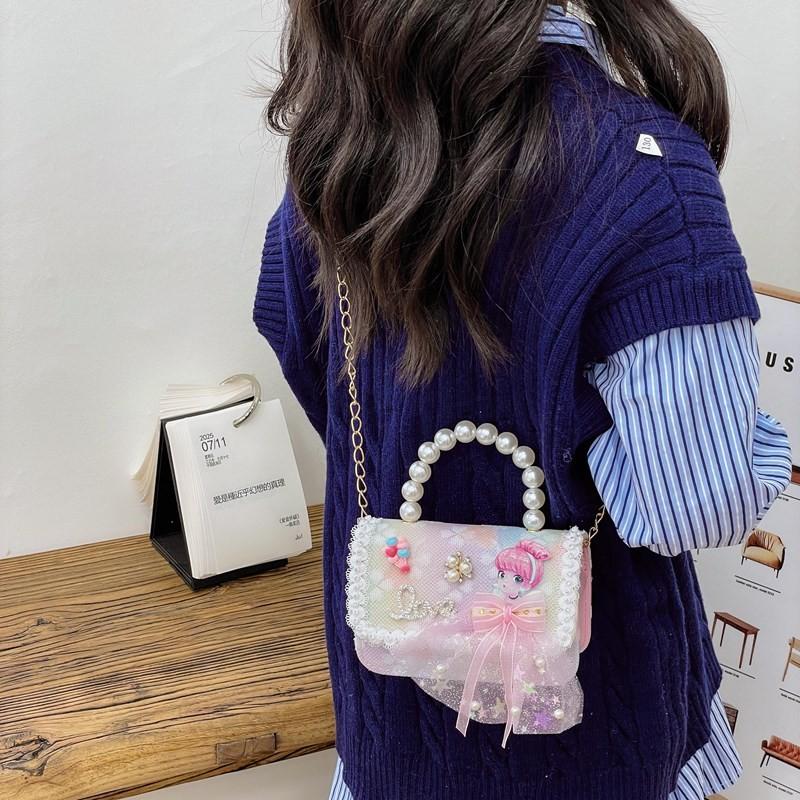 Charming Lightweight Pearl Shoulder Bag For Girls Featuring Cute Design Princess