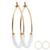 [R4099] - Gold Plated Hoop Earrings 'Mineralia' Golden Moonstone - 3 Cm 3 Mm
