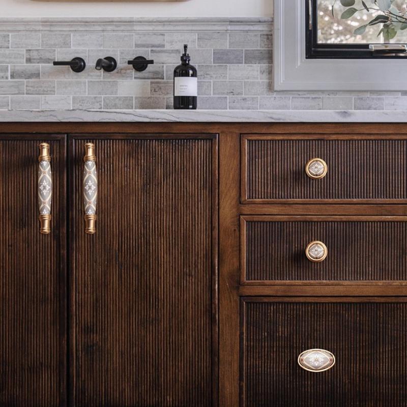 Creative American Ceramic Cabinet Handle New Chinese Retro Shoe Cabinet Handle Light Luxury Drawer Wardrobe Door Handle