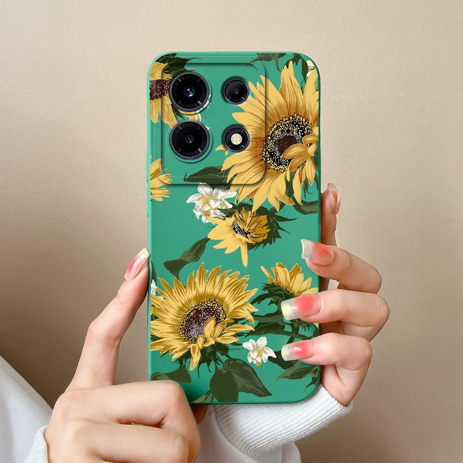 Чехол для Itel S23 Plus A60s A05S Infinix Hot 30 Play 30i Tecno Pova 4 5 Pro, чехол с бабочкой и подсолнухом, матовый квадратный мягкий силиконовый противоударный бампер