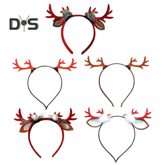 Реалистичная повязка на голову с оленьими рогами для взрослых и детей, мягкая ткань, прочная конструкция, рождественский обруч для волос с оленем