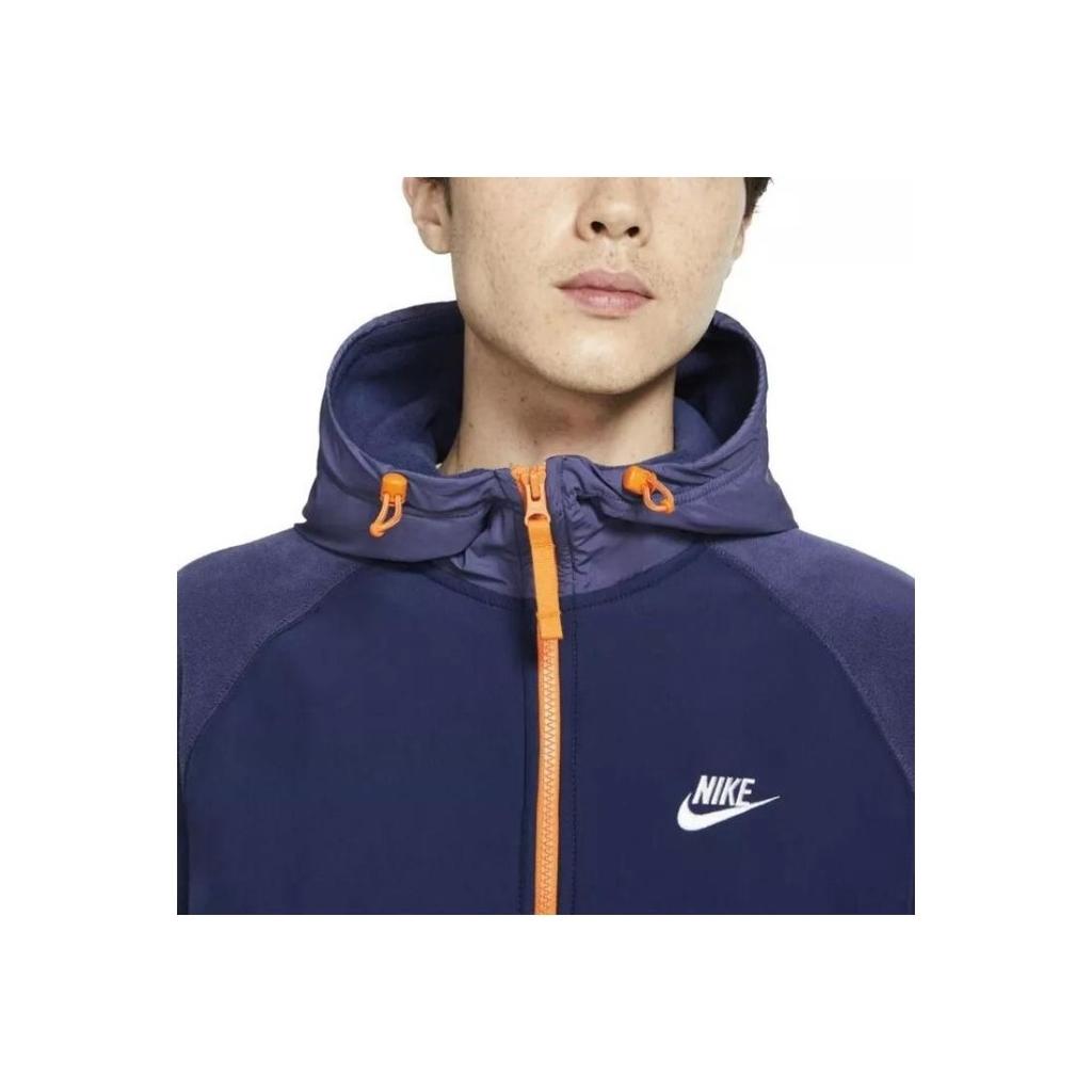 Nike Logo Printed Hooded Straight Jacket Men Jacket Navy-Blue BV3592-410