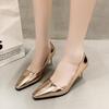 Fashion Spring and Autumn New  and The United States Pointed Thin with Gold and Silver Fashion Women's Shoes Mature Career Single Shoes