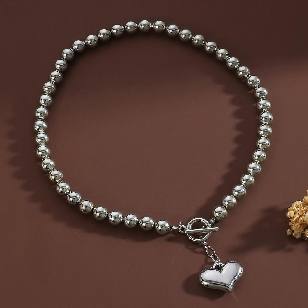 Универсальное ожерелье-чокер с имитацией жемчуга, с бусинами, в виде сердца, с преувеличенной геометрической круглой бусиной, женское