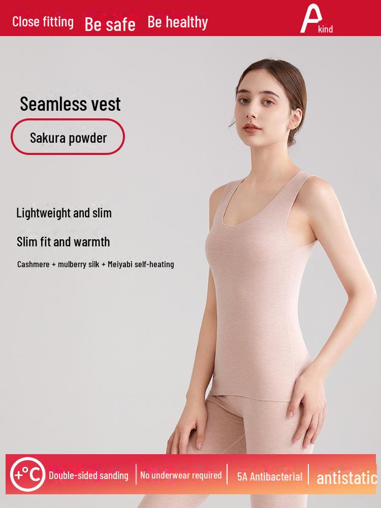 Термобелье унисекс из немецкой шерсти: Бесшовный утепленный жилет из шелка и кашемира, плюс бархат, плотный и теплый для осени и зимы.