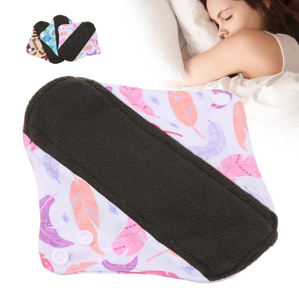 Многоразовая гигиеническая прокладка из бамбукового угля, портативная мягкая печатная элегантная моющаяся менструальная прокладка для женщин