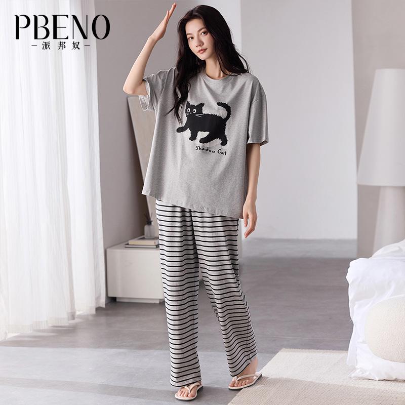 Paibangnu pure cotton short sleeved pants, summer new fashion, girls can wear home clothes outside fd
