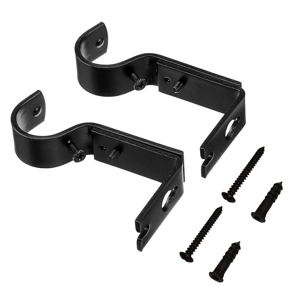 Black Metal Roman Curtain Rod Support With Adjustable Design For Living Room Windows