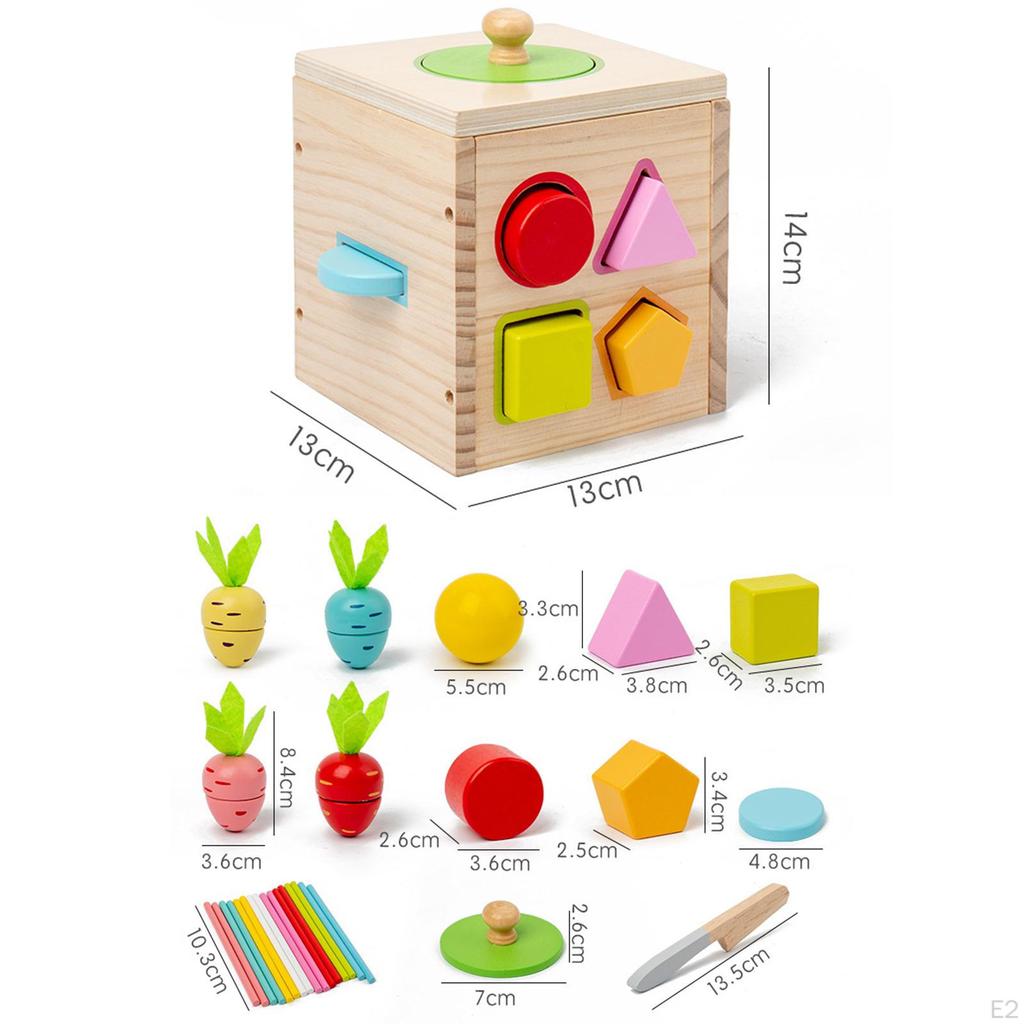 Wooden Activity Center Montessori Shape Blocks Fine Motor Skills Busy