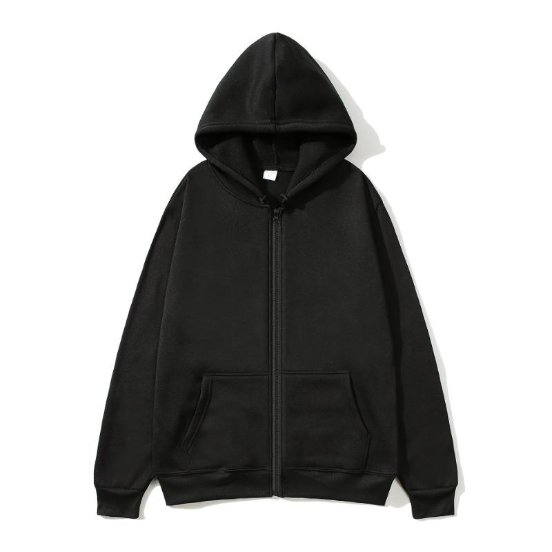 Autumn Winter Men's Women's Same Zipper Sweatshirt Cardigan Hooded Sweatshirt Solid Color Blank Sportswear Top