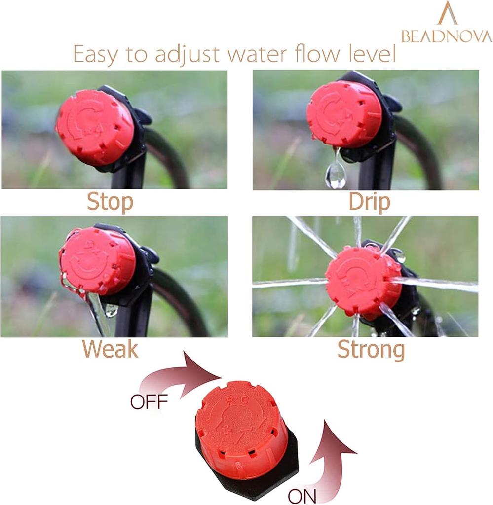 50Pcs Adjustable Drip Irrigation Emitters, 1/4Inch Adjustable Micro Drip Irrigation System Watering Sprinklers .