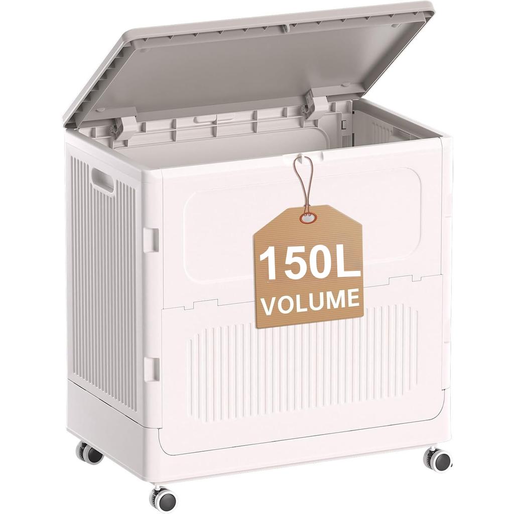 Heavy Duty Laundry Hamper with Lid,Plastic Laundry Basket with Wheel, Dirty Clothes Organizer Bathroom Waterproof Storage Basket