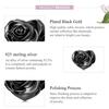 BAMOER Love Black Rose Подвески 925 пробы Серебряные бусины в форме сердца подходят для женщин Оригинальный браслет Изящные ювелирные изделия Индивидуальный подарок