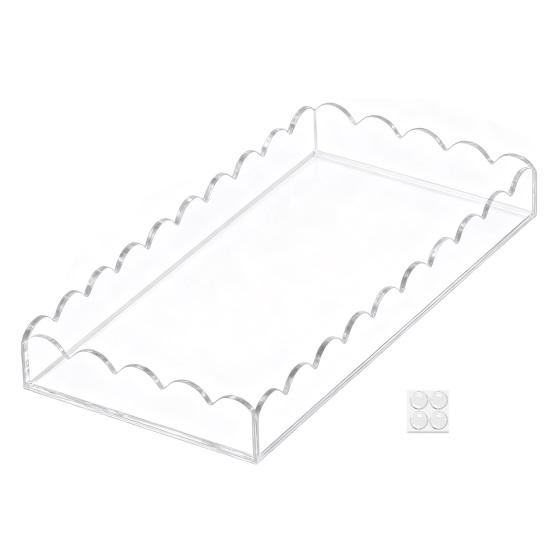 1/2 шт. Акриловый поднос для туалетного столика в ванной комнате, многоцелевой диспенсер для мыла, держатель для парфюмерии, поднос для хранения, прямоугольный декоративный поднос с фестонами для столешницы в гостиной