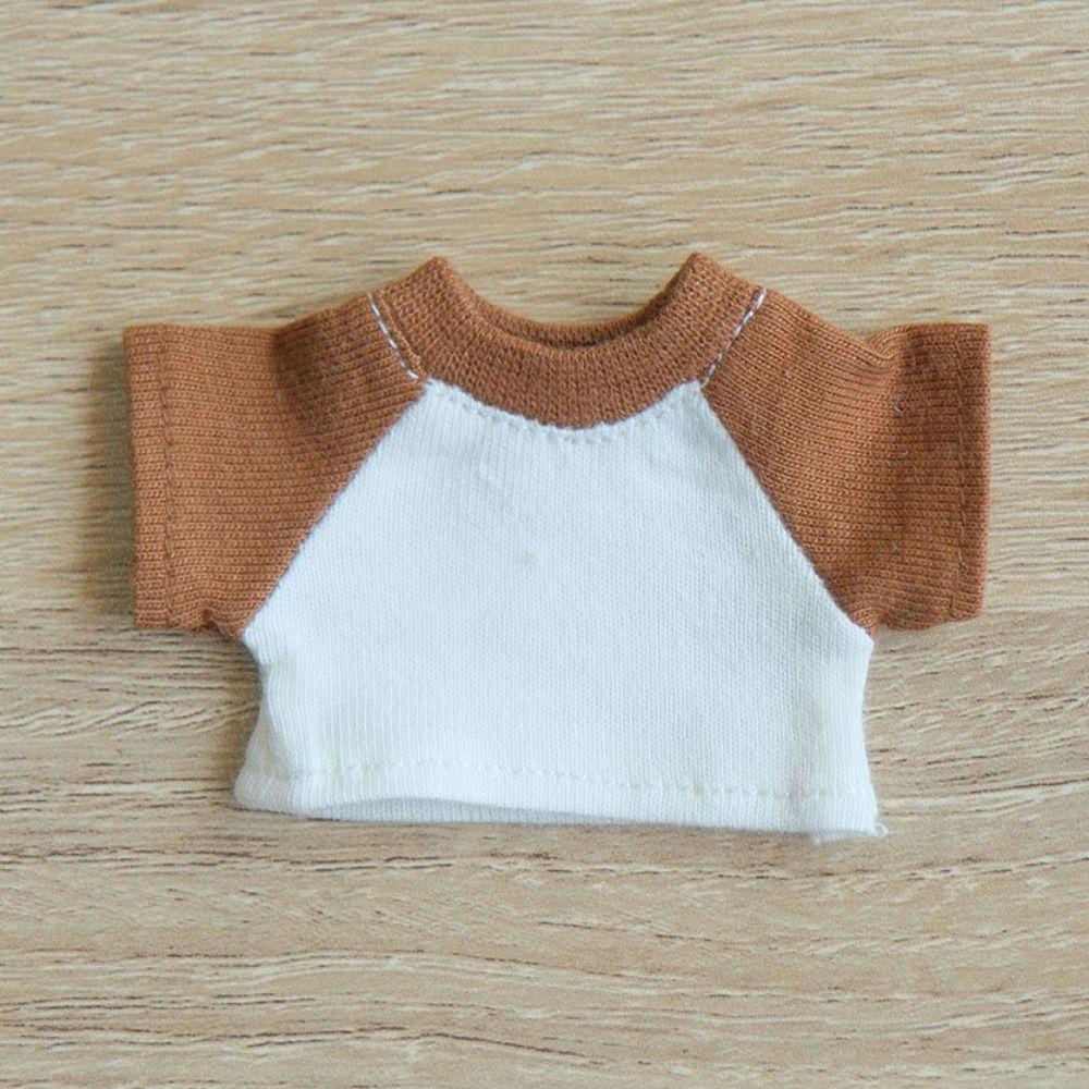 Футболка в стиле сращивания, повседневная одежда, 8 цветов, мягкие игрушки для кукол, футболка, блузка для 15-сантиметровой хлопковой куклы