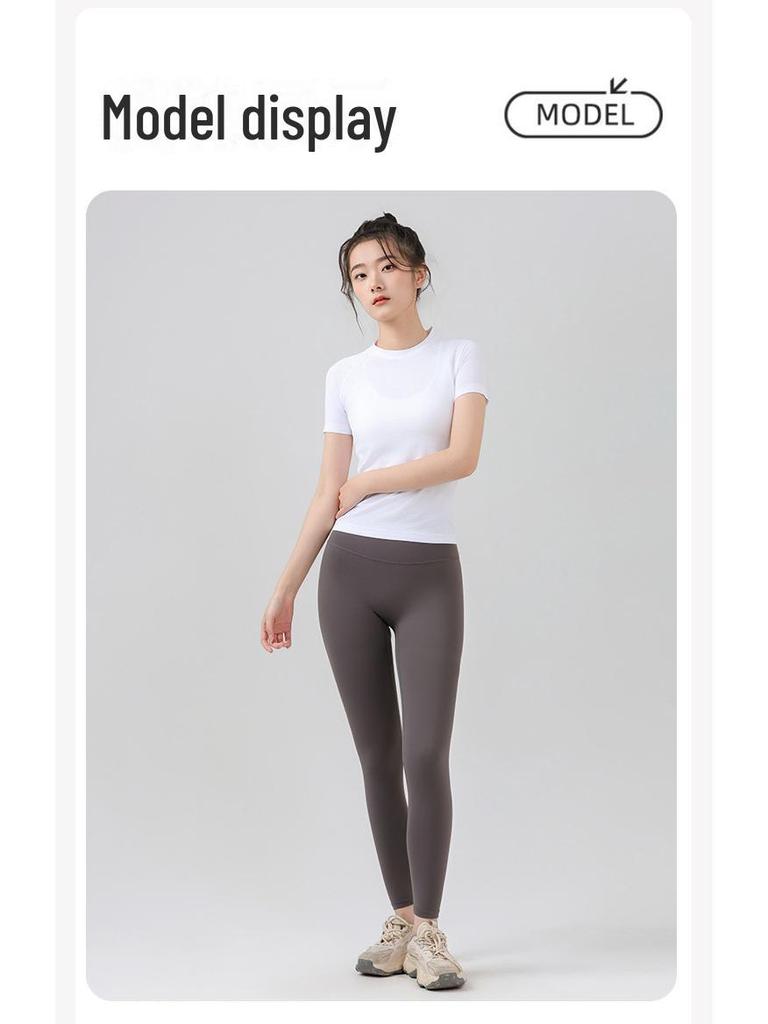 Женские быстросохнущие облегающие леггинсы для йоги и спортивный топ с короткими рукавами