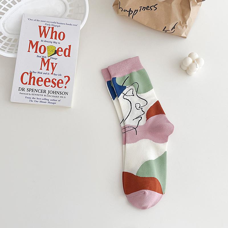 1 пара/5 пар носков средней длины с абстрактным принтом, удобные модные женские носки в трендовом стиле граффити, всесезонные носки для пар