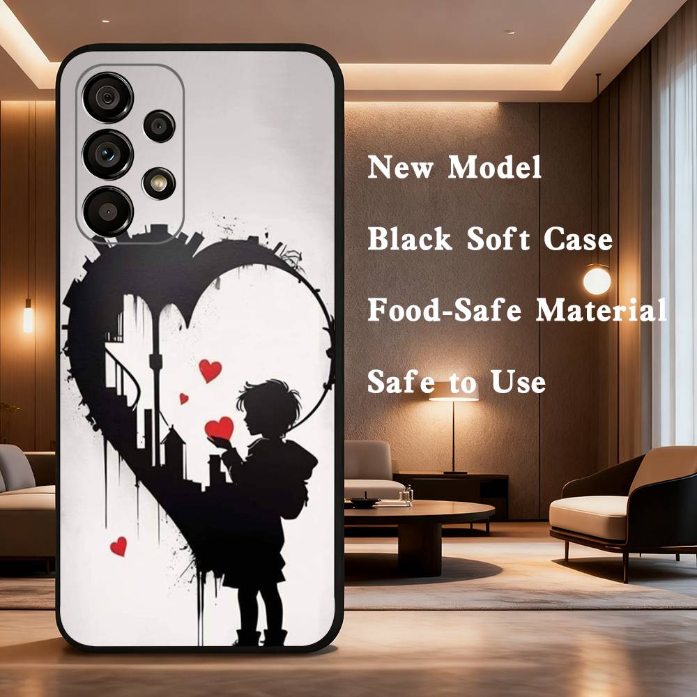 Graffiti B-Banksyes Artist  Phone For Samsung Galaxy A53,31,52,72,41,22,73,32,71,Note,J7,8,9,5G Soft Black Silicone Case