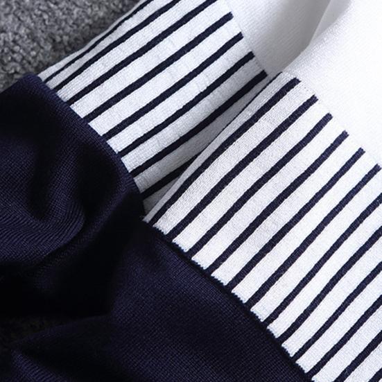 Мужской вязаный пуловер-свитер с круглым вырезом, длинным рукавом, узкого кроя, с цветными полосками