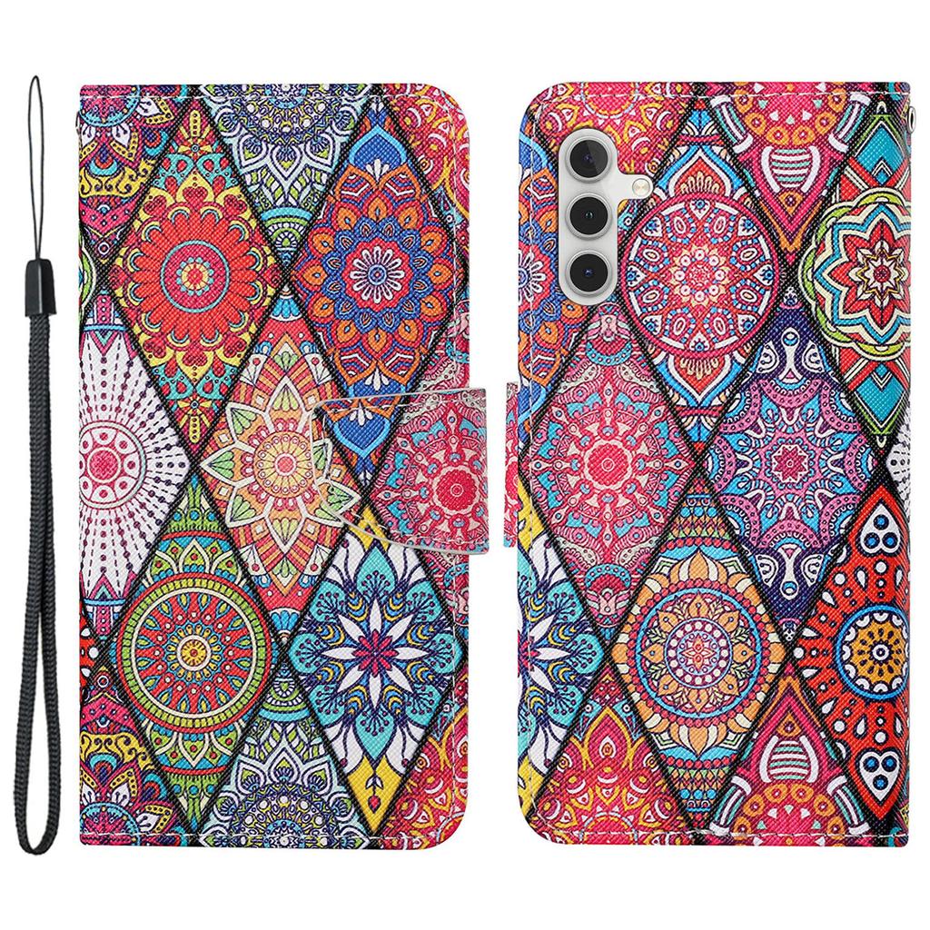 Чехол для Samsung Galaxy A35 5G, PU кожа с текстурой крест-накрест, с ремешком на запястье