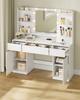 VASAGLE Kailyn Collection RDT142WB02 Dressing Table with Mirror and LED Lights, Power Strip, 2 Cabinets, 9 Dimmable Bulbs, 3 Light Colours