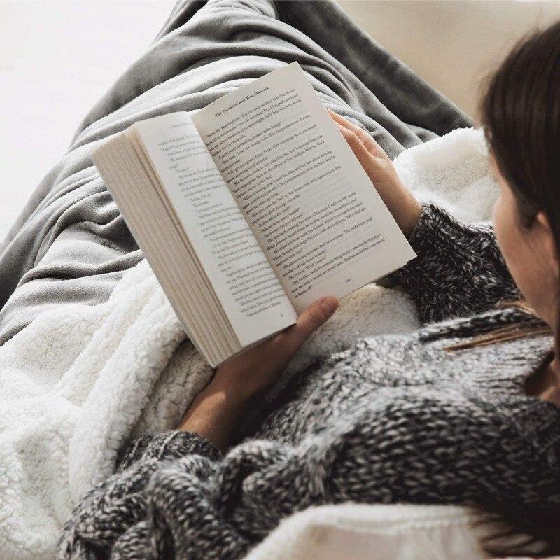 Winter Wool Blanket Adult Thick Warm Winter Double Sided Solid Color Travel Office Blanket Sofa