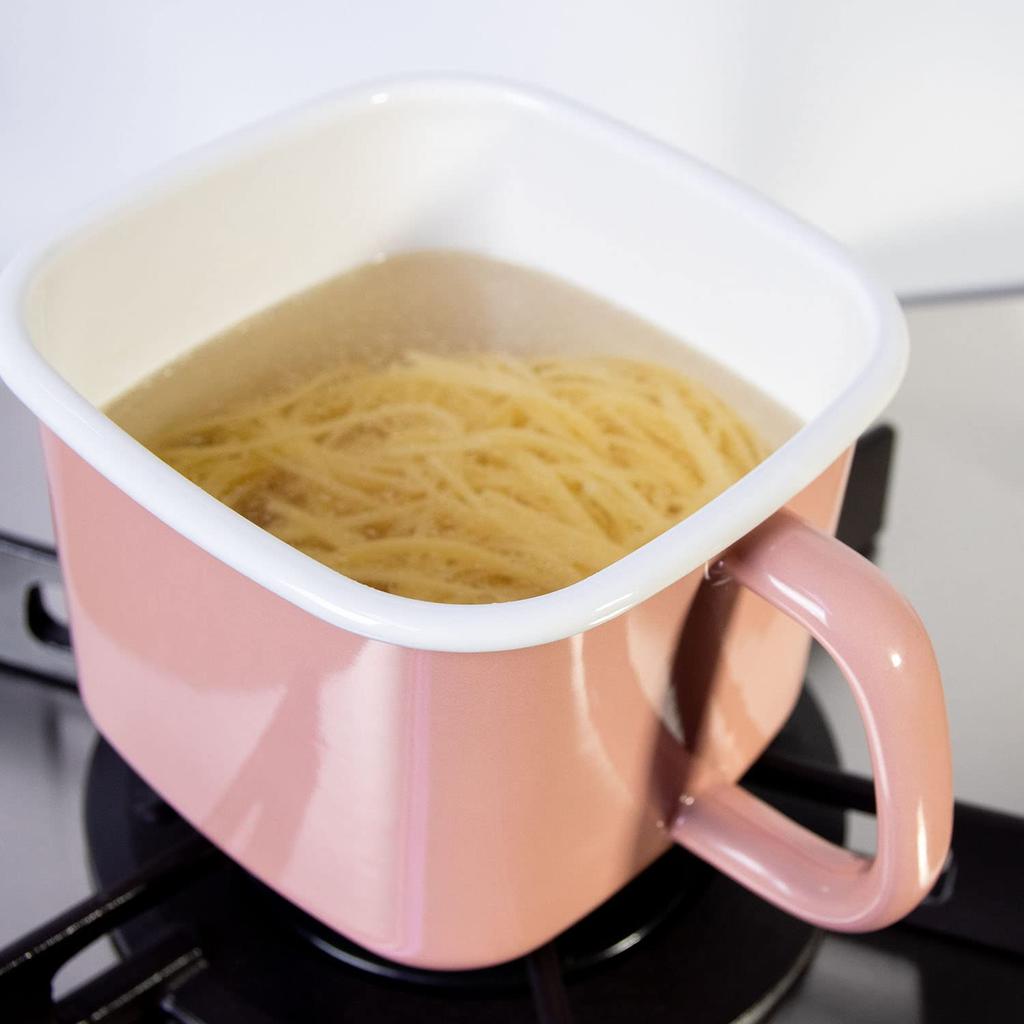 Fuji Enamel Miso Ready To White Pot, Enamel, Square, Use, N-KP,