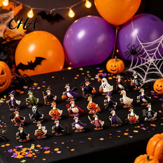 Decorative Acrylic Props Goose Advent Calendar 2026, 24 Day Halloween Countdown with Tree Ornaments Duck Ornaments, Collectible Gift for Kids